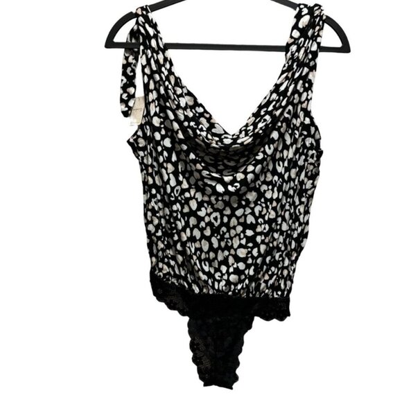 Free People Womens Bare It  Lace Detail Leopard Print BodysuitSize XS - Picture 6 of 10